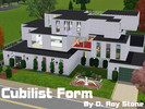 Sims 3 — Cubilist Form by drstone2 — This modern abode is an experiment in geometeric design. 3 bedrooms, 3.5 baths,