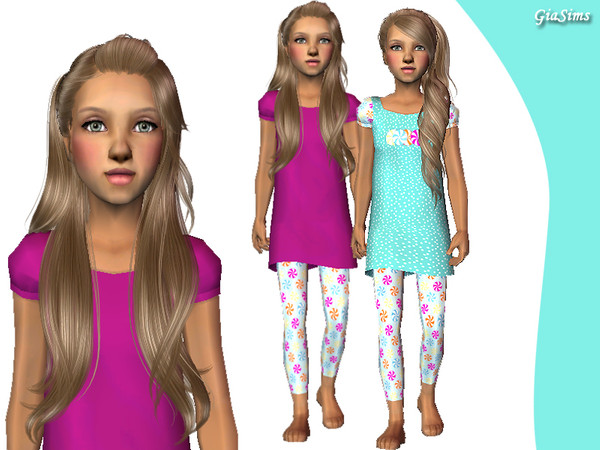 Sims 2 — Girls Pajama Set 1 by giasims — Girls Pajama Set 1