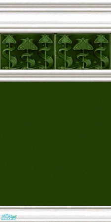 Sims 2 — jsf2CottageNouveau4 by jsf — Emerald green stylized leaves and tulip shaped flowers form a striking border on a