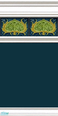Sims 2 — jsf2CottageNouveau2 by jsf — Gold, lime green and aqua stylized leaves and floral buds are highlighted by a deep