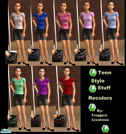 Sims 2 — Teen style stuff skirt outfit by frogger1617 — recolors for teen style stuff
