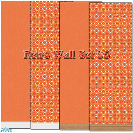 Sims 2 — Retro Wall Set 05 by kittyispretty69 — A set of four walls (wallpaper and matching paint walls) in two styles