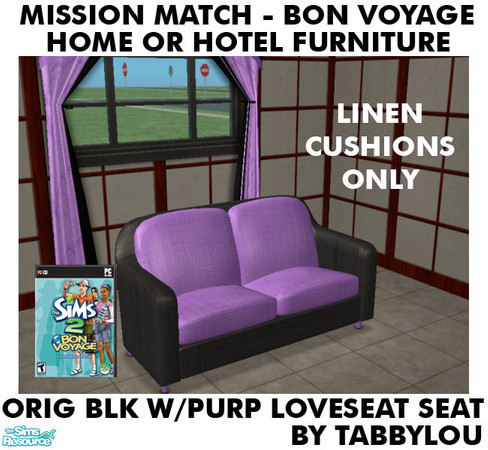 Sims 2 — TL - MM BV HOH OrigBlkPurple LoveseatSeatLI by TabbyLou — LoveSeat Seat - Linen Cushion ONLY in Recolor of Bon