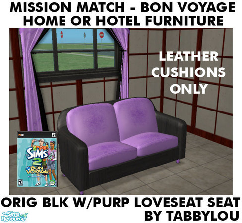 Sims 2 — TL - MM BV HOH OrigBlkPurple LoveseatSeatLE by TabbyLou — LoveSeat Seat - Leather Cushion ONLY in Recolor of Bon