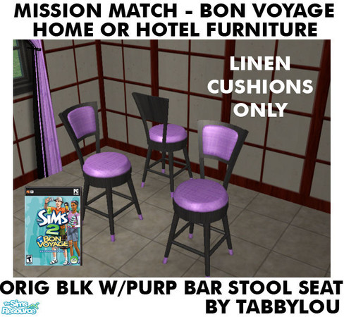 Sims 2 — TL - MM BV HOH OrigBlkPurple BarStoolSeatLI by TabbyLou — Bar Stool Seat - Linen Cushion ONLY in Recolor of Bon