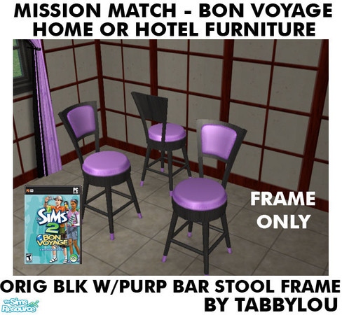 Sims 2 — TL - MM BV HOH OrigBlackPurple BarStoolFrame by TabbyLou — Bar Stool Frame ONLY in Recolor of Bon Voyage (BV)