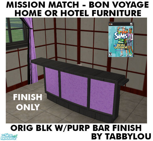 Sims 2 — TL - MM BV HOH OrigBlackPurple BarFinish by TabbyLou — Bar Finish ONLY in Recolor of Bon Voyage (BV) Furniture