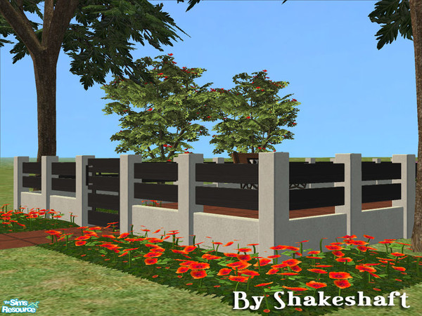Sims 2 — Ascot Small Fence - Black by Shakeshaft — Part of a set of new fences with concrete posts and wood rails, there