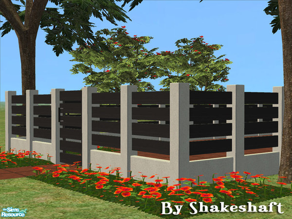 Sims 2 — Ascot Medium Fence - Black by Shakeshaft — Part of a set of new fences with concrete posts and wood rails, there