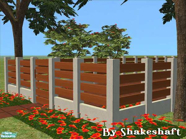 Sims 2 — Ascot Medium Fence  by Shakeshaft — Part of a set of new fences with concrete posts and wood rails, there are 3