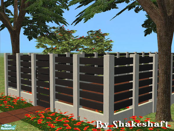 Sims 2 — Ascot Tall Fence - Black by Shakeshaft — Part of a set of new fences with concrete posts and wood rails, there