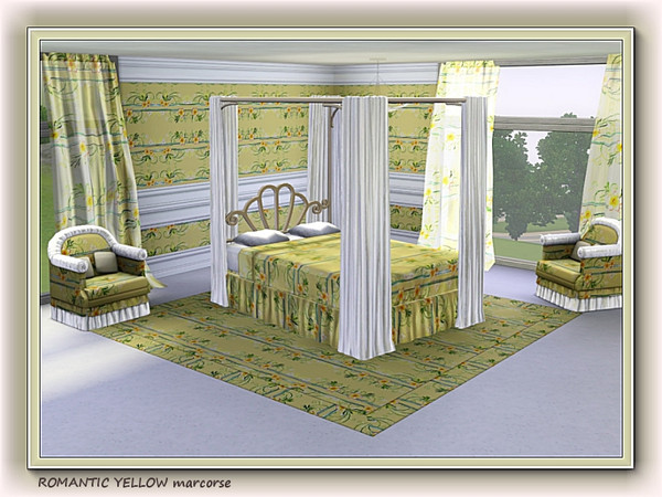Sims 3 — Romantic Yellow pattern by marcorse — Yellow buttercups and foliage in a horizontal design for a pretty,