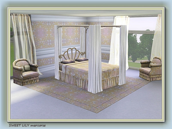 Sims 3 — Sweet Lily pattern by marcorse — A very delicately coloured and patterned fabric, featuring stylised lilies in