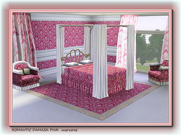 Sims 3 — Romantic Damask Pink pattern by marcorse — A classic damask design given a romantic, pink look.