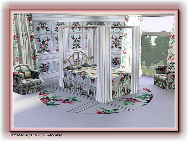 Sims 3 — marcorse_romantic pink3 by marcorse — A crisp and clean, floral pattern in a faux tile design
