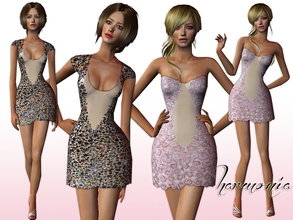Sims 2 — Designer Embellished Haute Couture Set by Harmonia — 2 Special Dress mesh included
