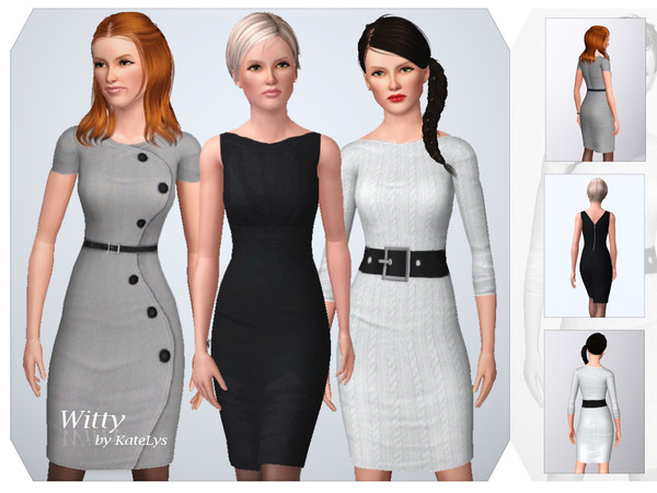 Sims 3 — Witty by katelys — 3 new everyday dresses, new mesh