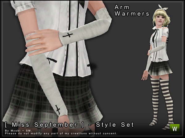 Sims 3 — [ Miss September ] - Gloves by Screaming_Mustard — Cute white handless long gloves, marked with gothic crosses.