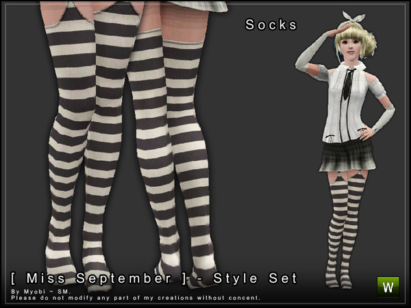 Sims 3 — [ Miss September ] - Socks by Screaming_Mustard — Sweet striped socks, simple and cute.