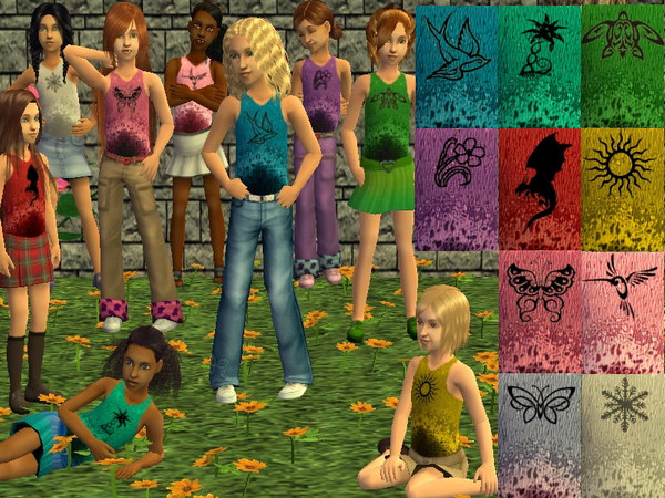 Sims 2 — Tops For CF by zaligelover2 — 10 colorful tops for CF.