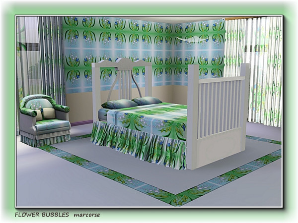 Sims 3 — Flower Bubbles pattern by marcorse — Pretty aquarium plants in blue and white, accented with green.