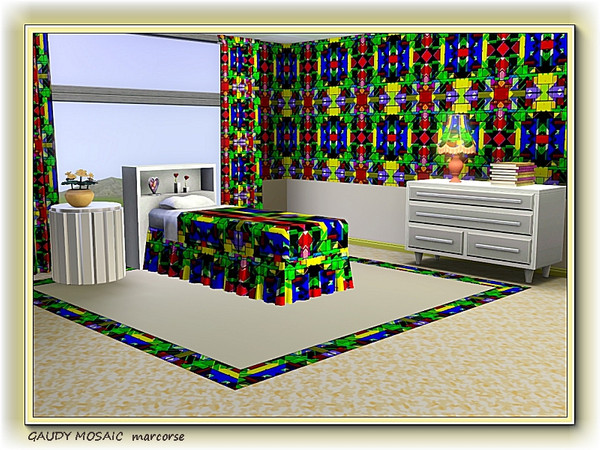 Sims 3 — Gaudy Mosaic patttern by marcorse — A digitally generated moasic pattern in bright primary colours.