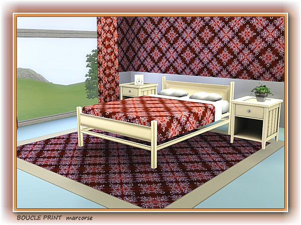 Sims 3 — Boucle Print pattern by marcorse — A boucle printed, lace fabric in shades of red/brown and white
