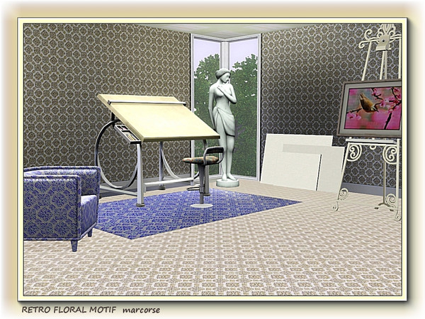 Sims 3 — Retro Floral Motif pattern by marcorse — Small floral motifs in an allover, retro pattern