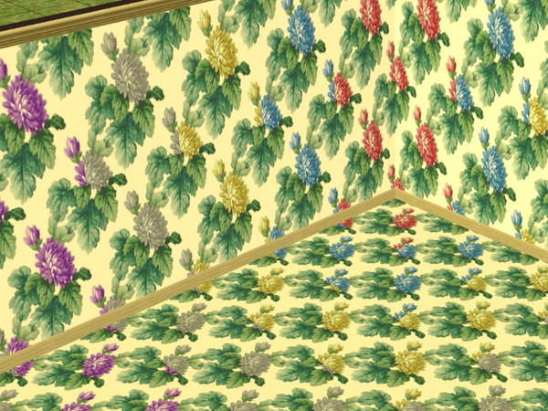 Sims 2 — Grandma Bette\'s Walls And Floors by zaligelover2 — Matching floral walls and floors.