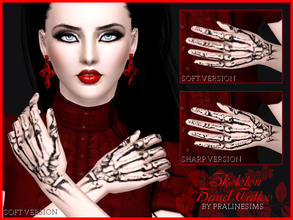 Sims 3 — Skeleton Hand Tattoo by Pralinesims — Unique skeleton tattoo for your sims! 2 versions are included, a sharp and