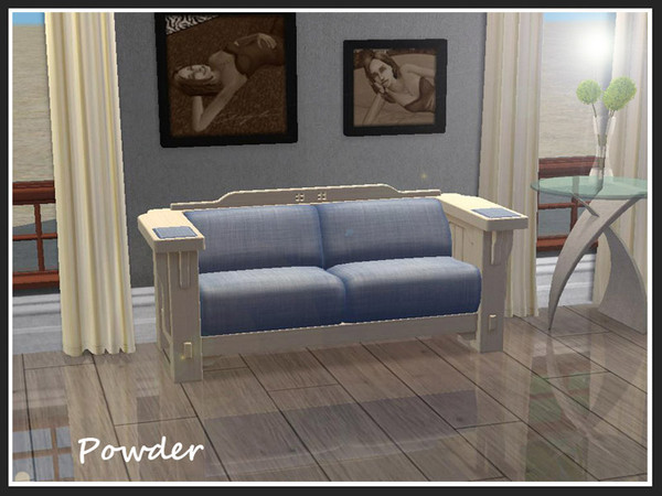 Sims 2 — El Sofa & Lushcroft Loveseat - Powder by portiapudding — A set of recolours of the El Sofa 3 seat sofa. They