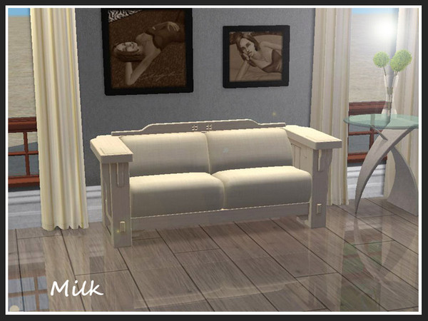 Sims 2 — El Sofa & Lushcroft Loveseat - Milk by portiapudding — A set of recolours of the El Sofa 3 seat sofa. They