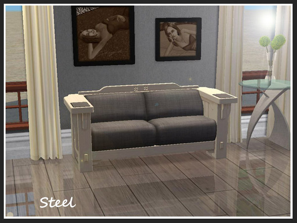 Sims 2 — El Sofa & Lushcroft Loveseat - Steel by portiapudding — A set of recolours of the El Sofa 3 seat sofa. They