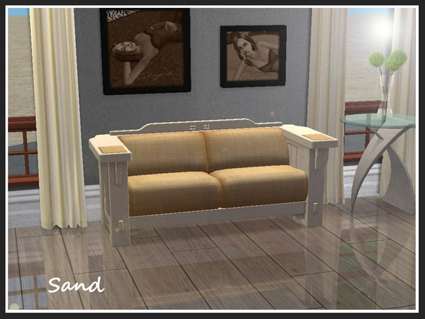 Sims 2 — El Sofa & Lushcroft Loveseat - Sand by portiapudding — A set of recolours of the El Sofa 3 seat sofa. They