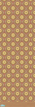 Sims 2 — Retro Wall 04 with Lightwood Trim by kittyispretty69 — Part of a set of four walls (wallpaper and matching paint