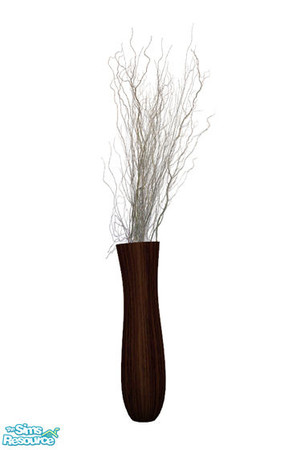 Sims 2 — Everett Study - Vase by Murano — Dark wooden vase with twigs.