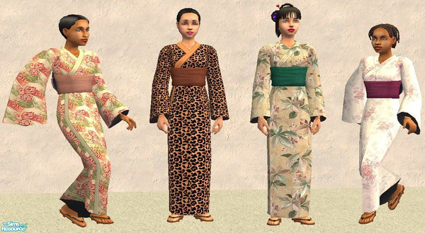 Sims 2 — Kimono set 4 - teen females by Nocommente — Requires Bon Voyage. Here are some new kimonos for your teen gals!