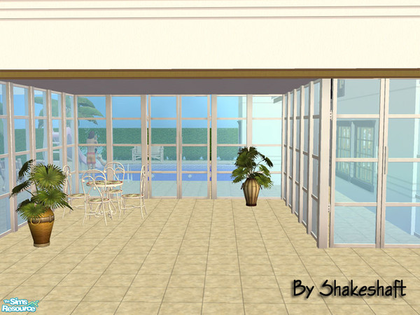 Sims 2 — Mode Glass Screen Fence - Aluminium by Shakeshaft — Part of a modern style glass screen fence set with a