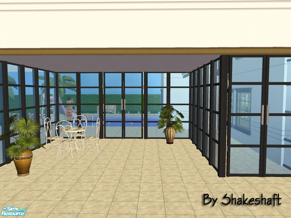 Sims 2 — Mode Glass Screen Fence - Black by Shakeshaft — Part of a modern style glass screen fence set with a matching