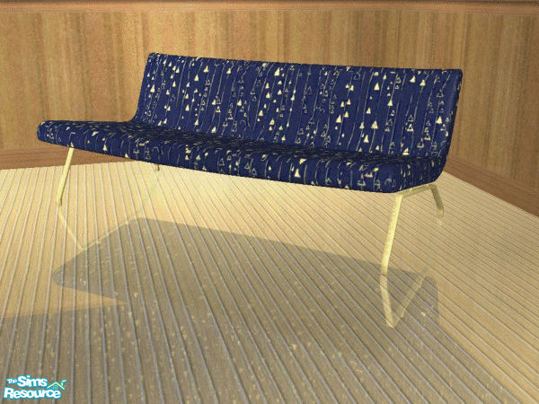 Sims 2 — The High Life - Sofa by SimanthaRat — Navy and Yellow Cream retro patterned sofa, doesn\'t show crumbs