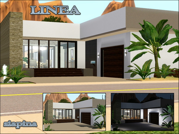 Sims 3 — Linea by ziapina — This modern house with a open simple design, has 2-3 bedrooms, 2 bathrooms, kitchen,