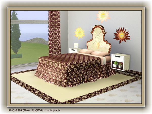 Sims 3 — Rich Brown Floral pattern by marcorse — A richly textured brown floral pattern, with an almost tapestry feel.