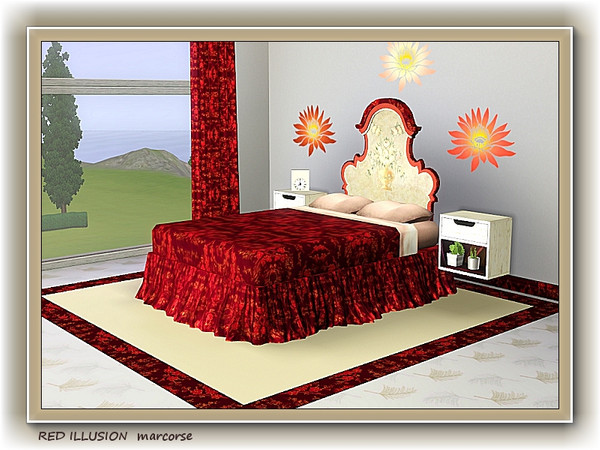 Sims 3 — Red Illusion pattern by marcorse — This red abstract floral pattern can appear to be a number of different