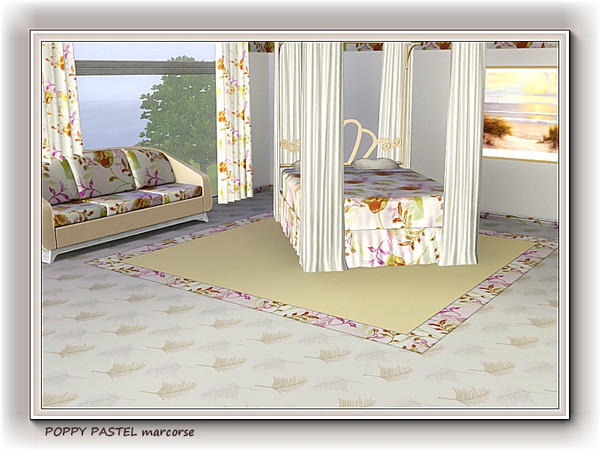 Sims 3 — Poppy Pastel pattern by marcorse — Pastel poppies in pink and brown in a random repeat fabric.