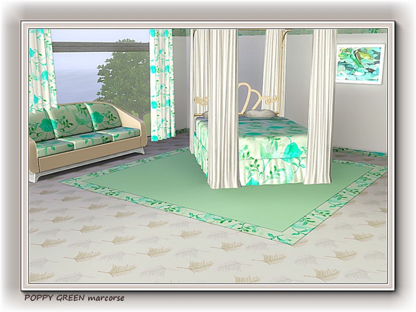Sims 3 — Poppy Green pattern by marcorse — More poppies in shades of green and bright aqua.