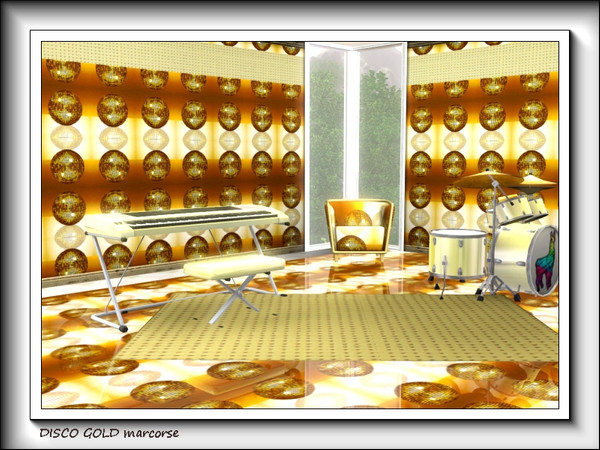 Sims 3 — Disco Gold pattern by marcorse — Gold disco balls and their reflections in a simple repeat pattern