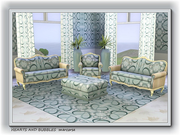 Sims 3 — Hearts and Bubbles by marcorse — Geometric shapes -hearts and bubbles - in a pleasing, random repeat pattern.