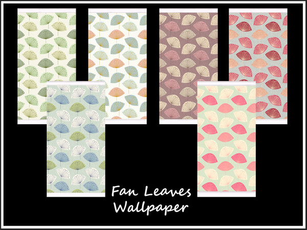 Sims 2 — Fan Leaves Wallpaper Set by portiapudding — A set of 6 wallpapers with a leaf design.