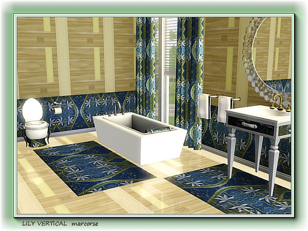 Sims 3 — Lily Vertical pattern by marcorse — Pretty white lilies, contrast with the deep blue and yellow/greey background