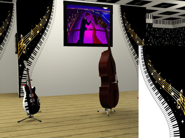 Sims 3 — KEYMURAL_blackright by ldanti2 — A 4 piece Mural Set, for all your Sims musical needs, Just a little something